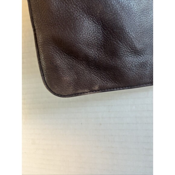 Vintage Nine West Crossbody Bag Unisex Brown Leather Slim Line Wide Strap - Picture 13 of 15